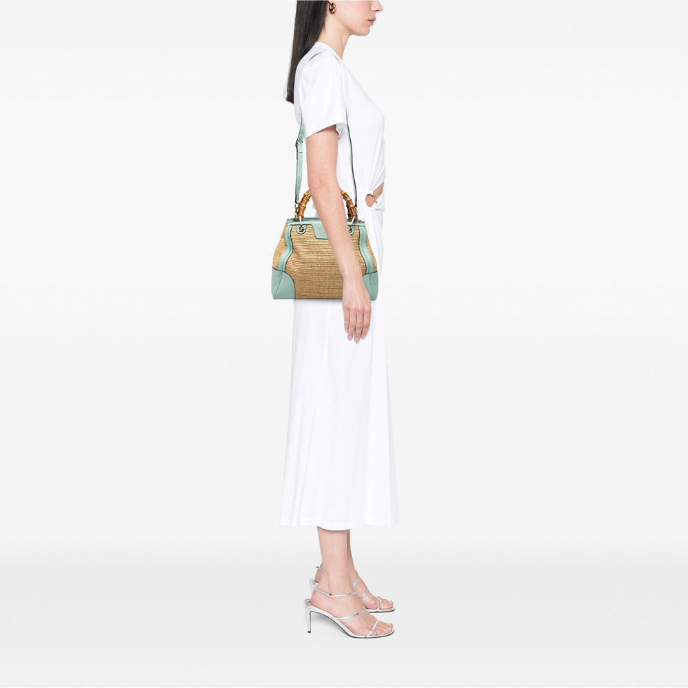 Pre-Loved Gucci Small Raffia Bamboo Shopper Satchel - Picture 7 of 7